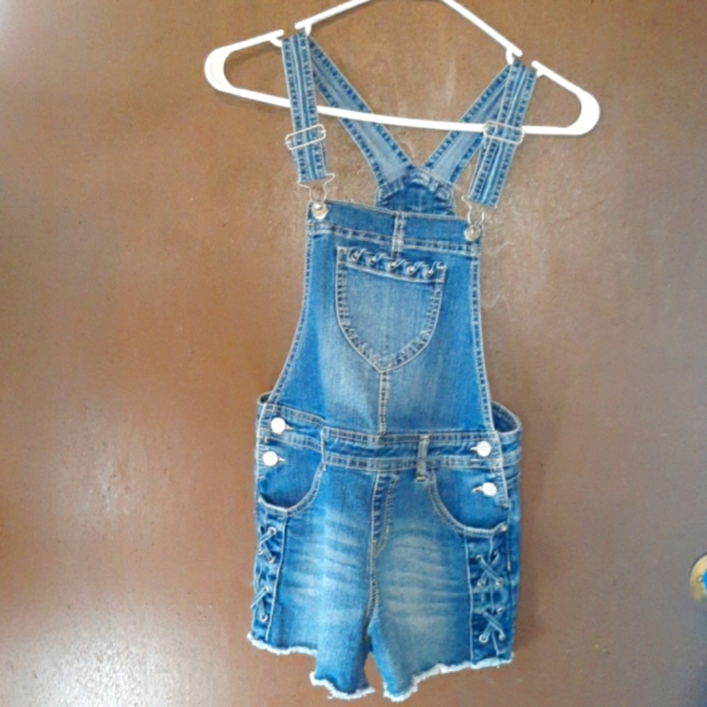 Girls denim overalls size large